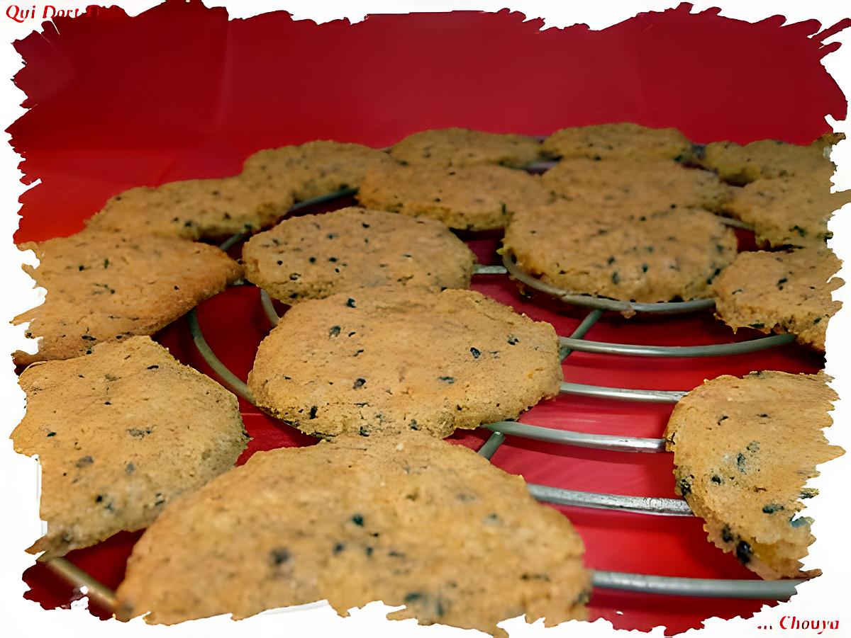 recette Ooo Cookies au sésame noir & gingembre confit ooO