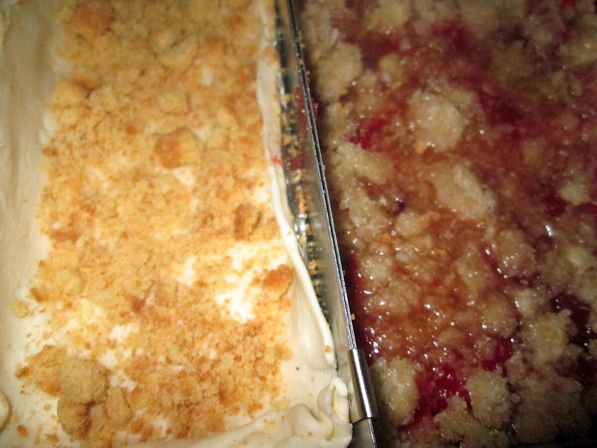 recette assiette   carrés streussel  aux fraises et noix de coco;  plaisir et gourmandise;;       et tarte rhubarbe abricot; etc