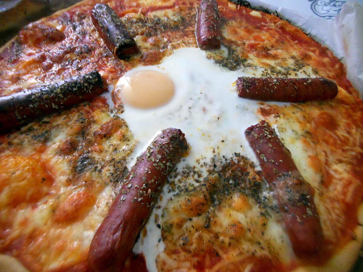 recette Pizza a la merguez et a l'oeuf