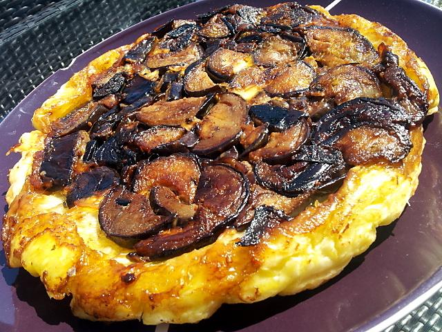 recette Tarte tatin d'aubergines au pesto en croute de mozzarella