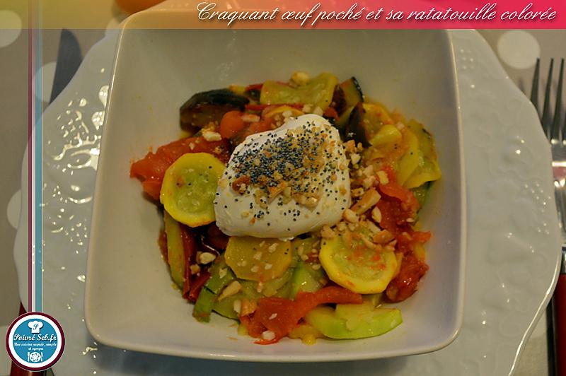 recette Craquant œuf poché et sa ratatouille colorée