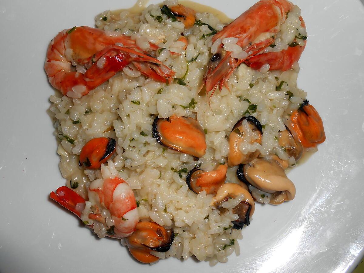 recette RISOTTO IN BIANCO MOULES GAMBAS VONGOLE