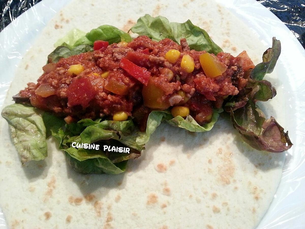 recette Mijoté de boeuf & légumes, façon Chili Con Carne   pour tortillas, avec riz, ..