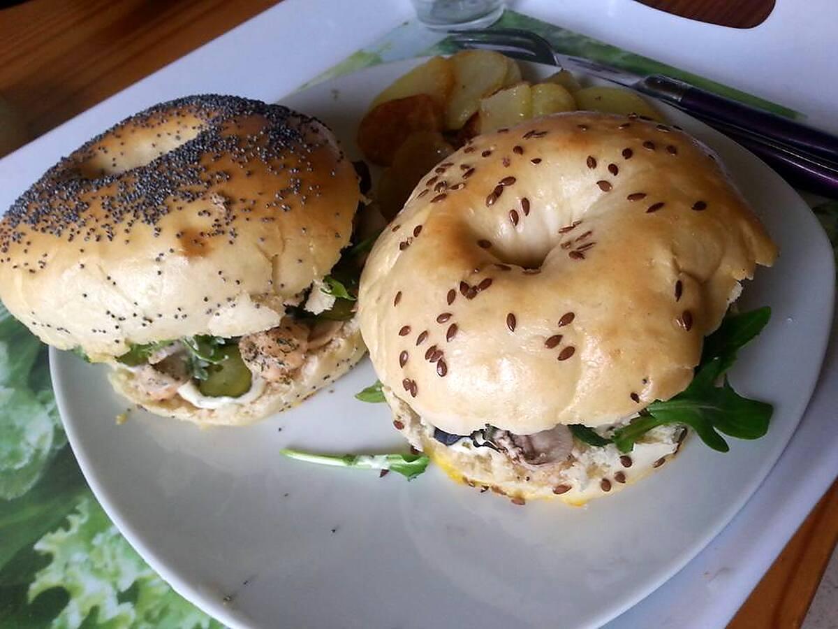 recette Bagels poulet champignons