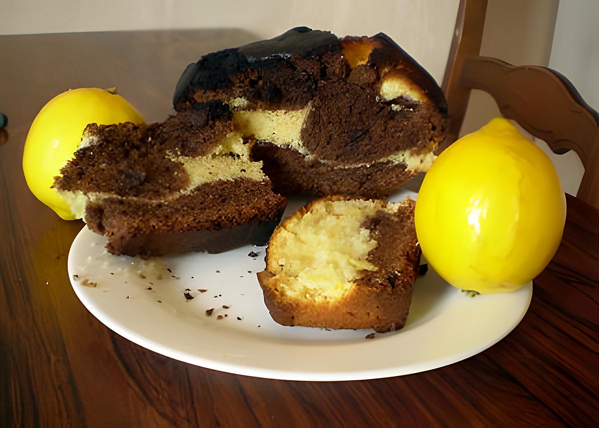 recette Cake marbré au chocolat et au citron