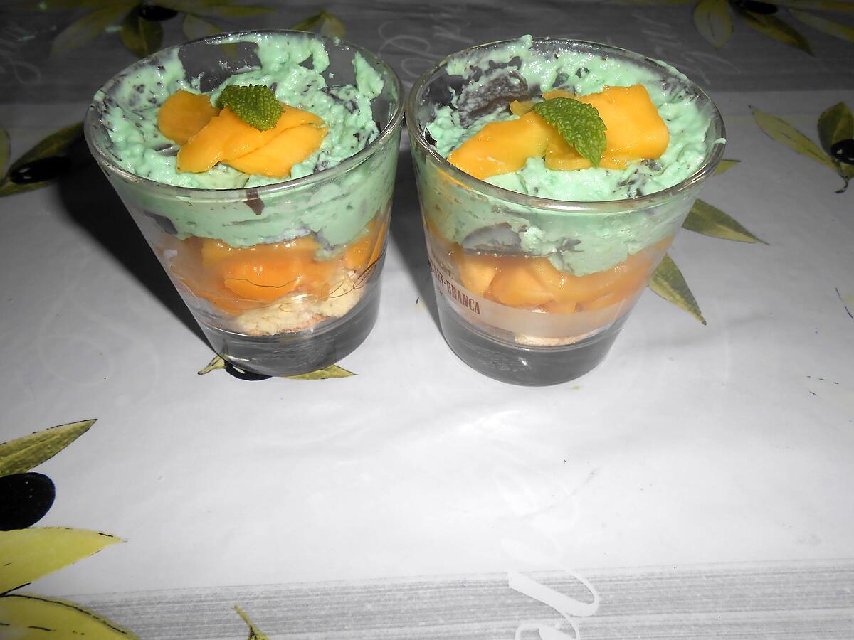 recette DESSERT A LA MANGUE MENTHE ET CHOCOLAT