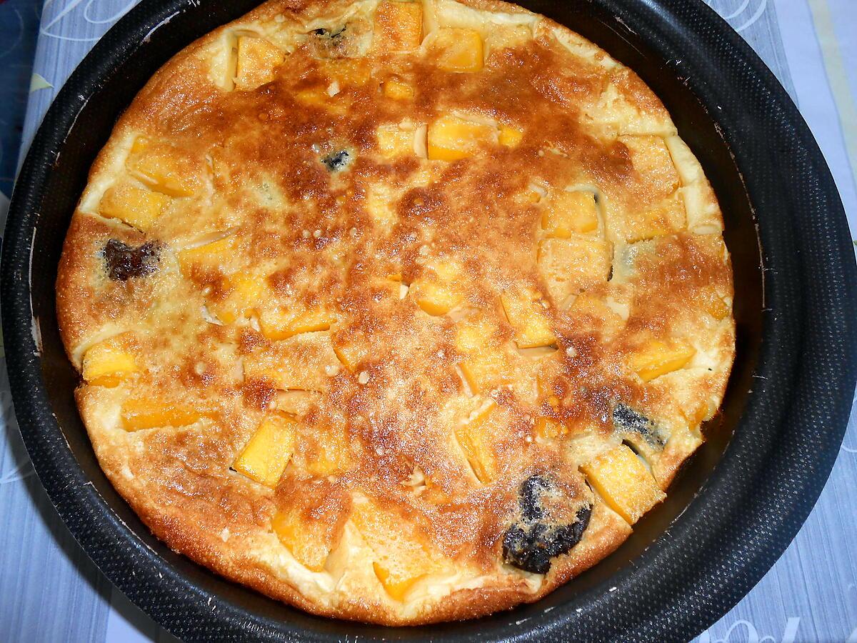 recette CLAFOUTIS MANGUE PRUNEAUX