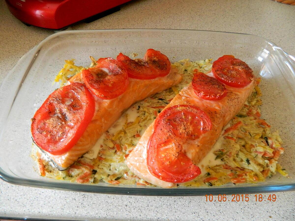 recette Pavé de saumon et sa julienne de légumes
