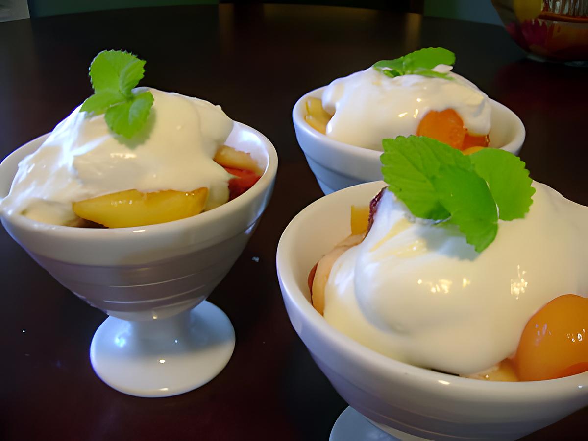 recette ~Salade de fruits, ganiture crème à l'érable~