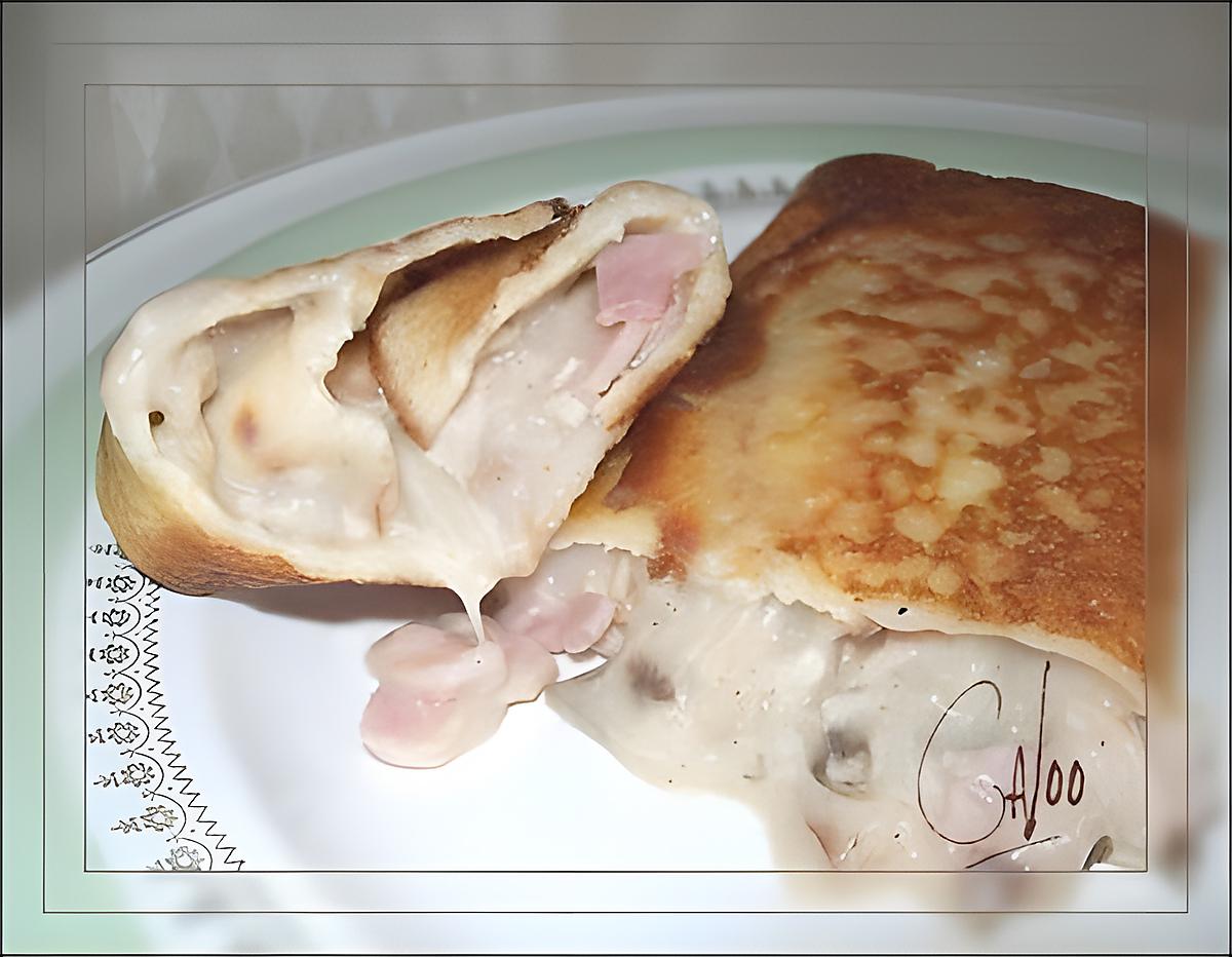 recette Crêpes fourrées (jambon, champignons, poulet et olives)