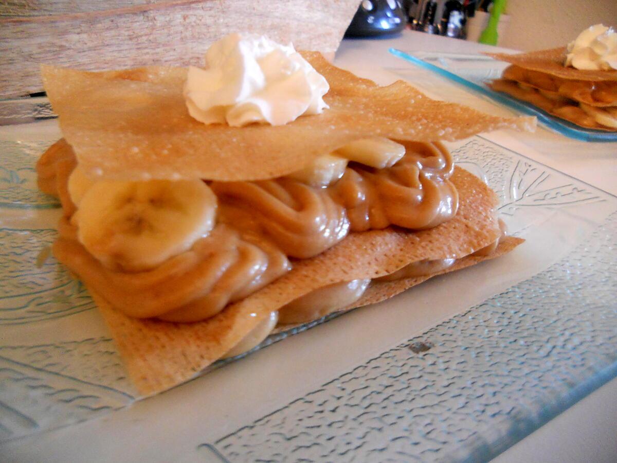 recette Milles feuilles de brick crème de spéculoos bananes