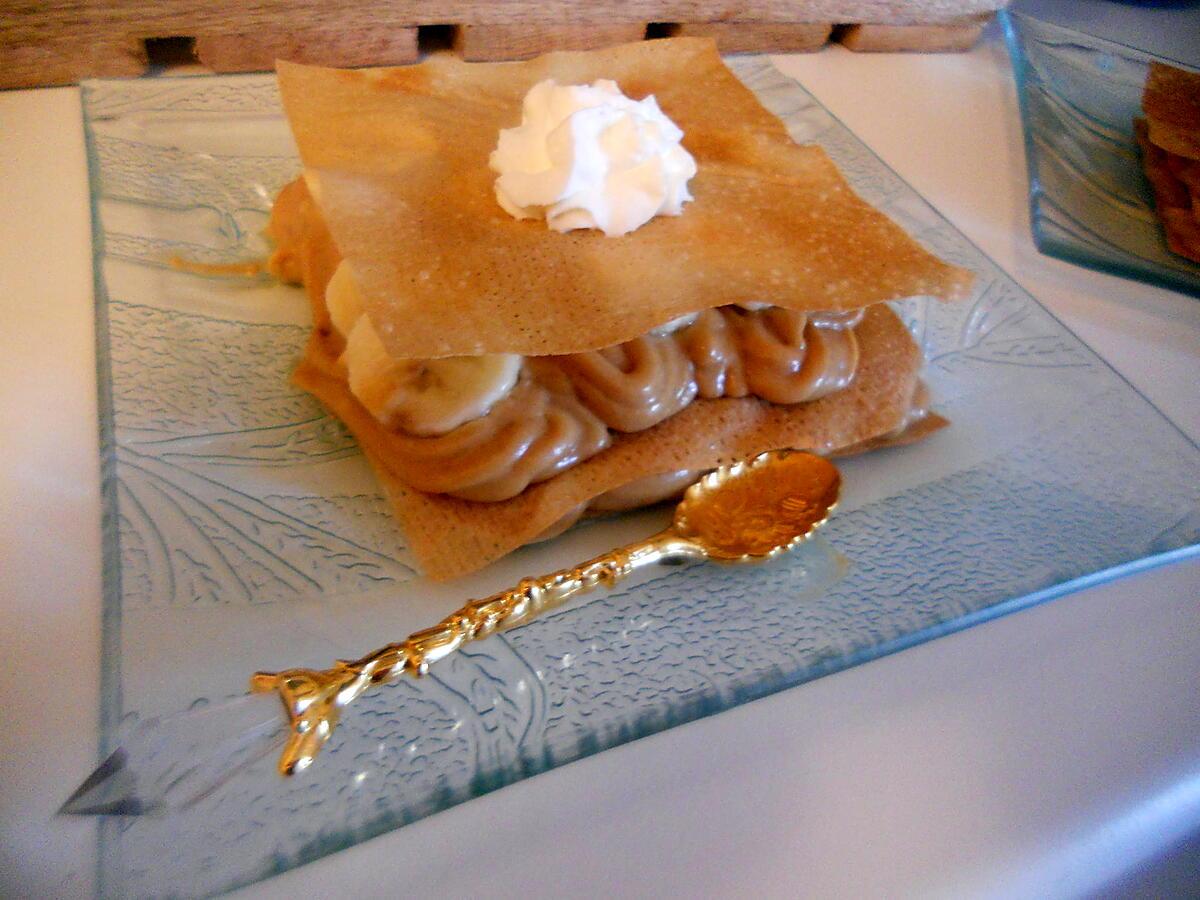 recette Milles feuilles de brick crème de spéculoos bananes