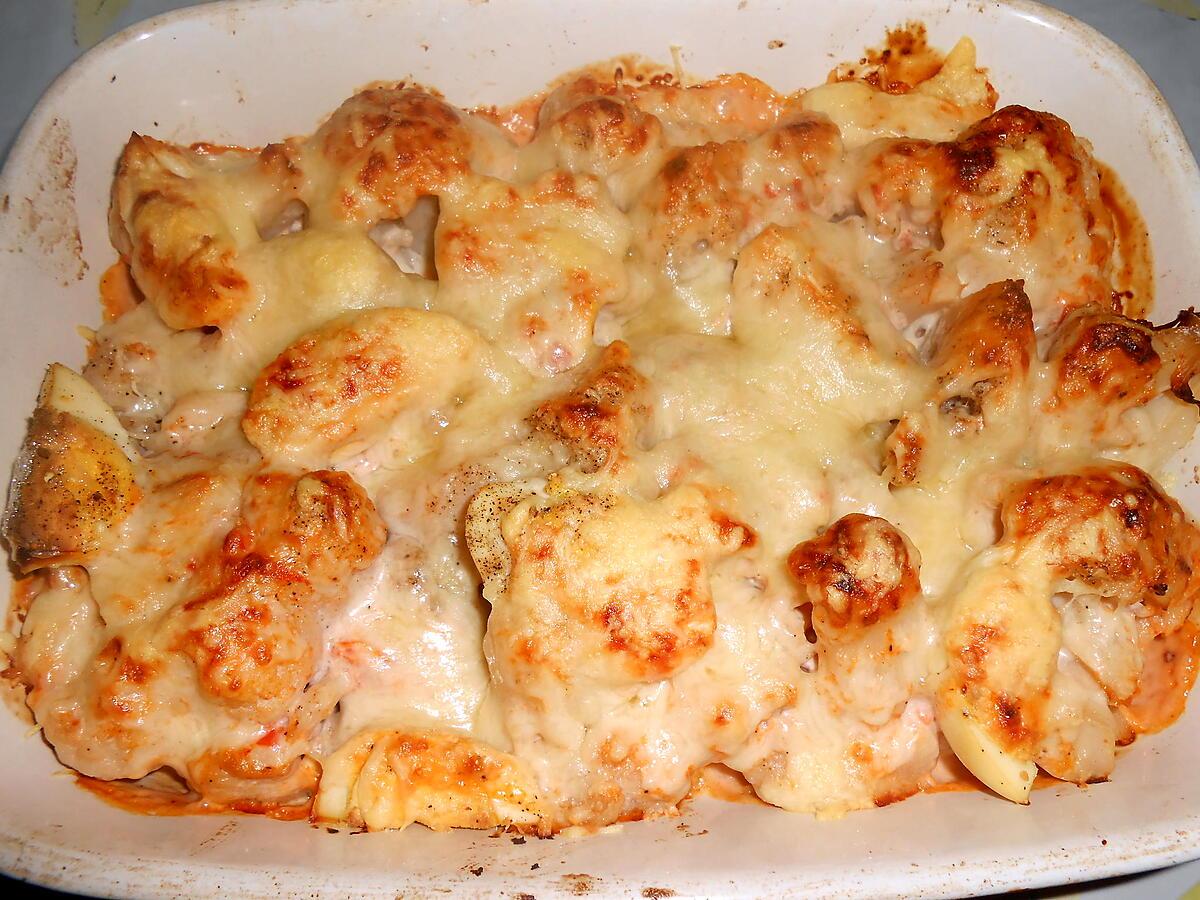 recette GRATIN DE CHOU FLEUR OEUFS DURS A LA SAUCE ROSE