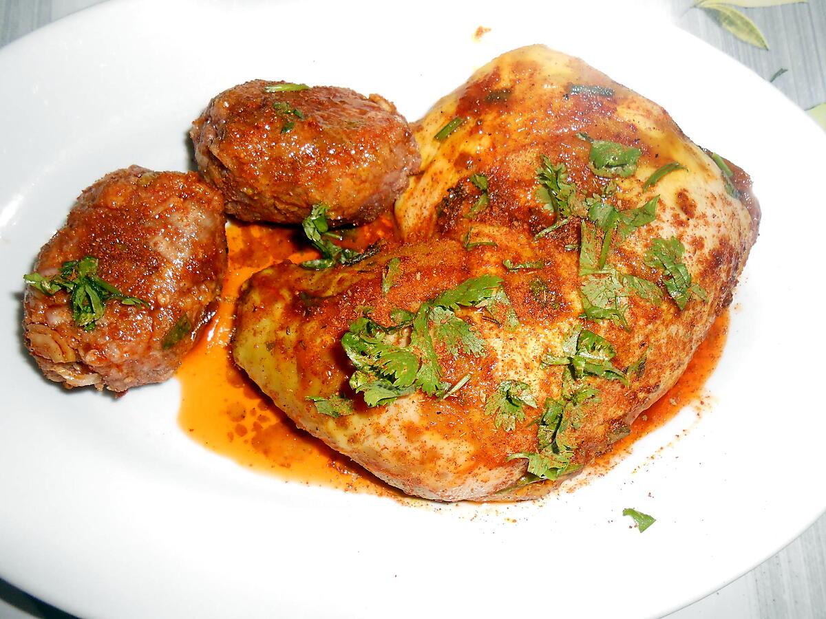 recette CUISSE DE POULET ET BOULETTES GRILLEES A L'ORIENTALE