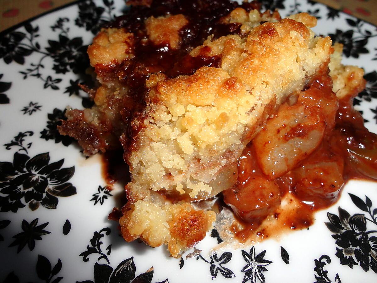 recette CRUMBLE bananes poires raisins sec