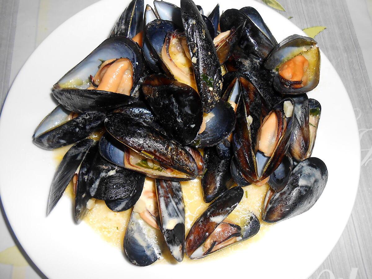 recette MOULES CREME MOUTARDE