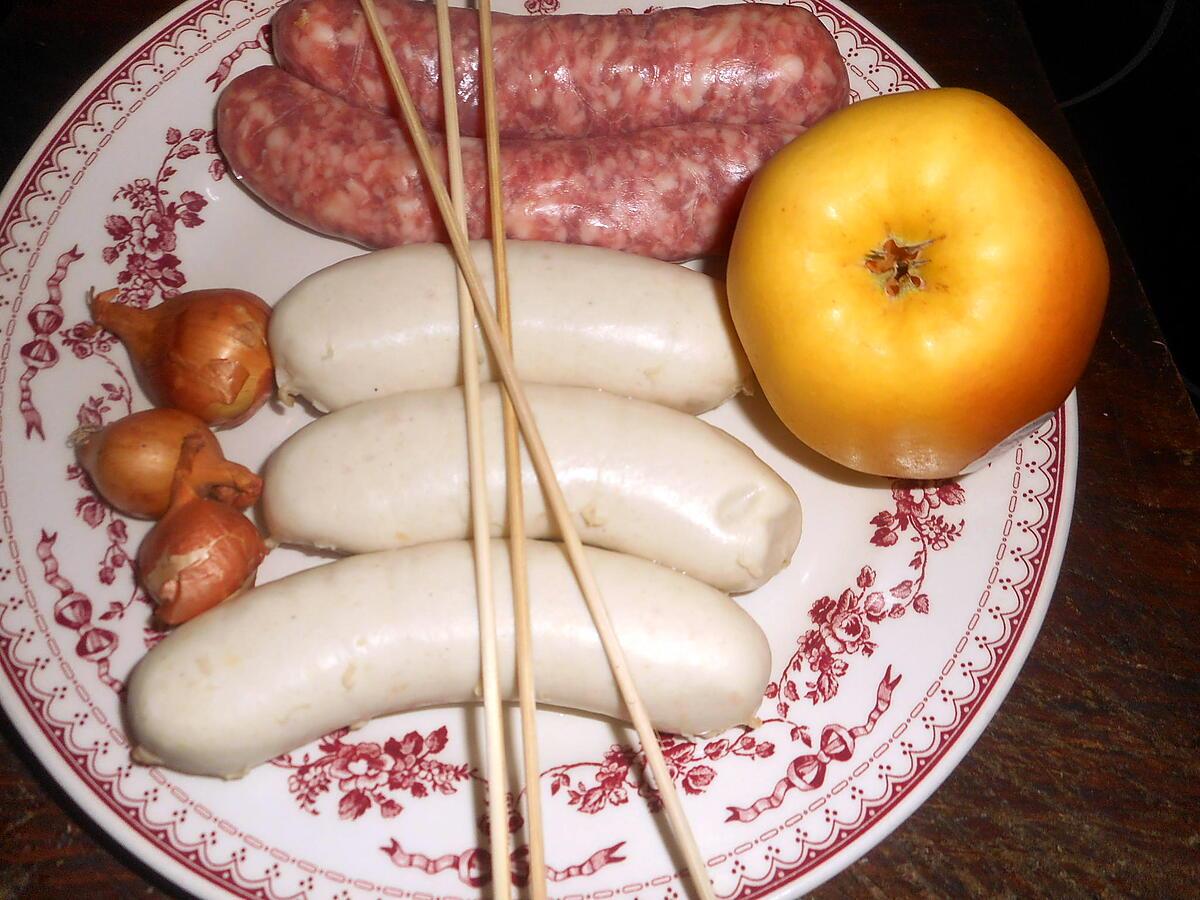 recette Brochette de saucisse de toulouse et boudin blanc