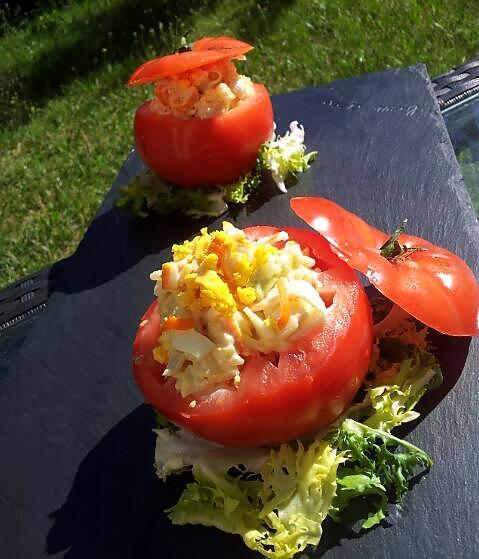 recette Tomates farçies de salade de riz au surimi