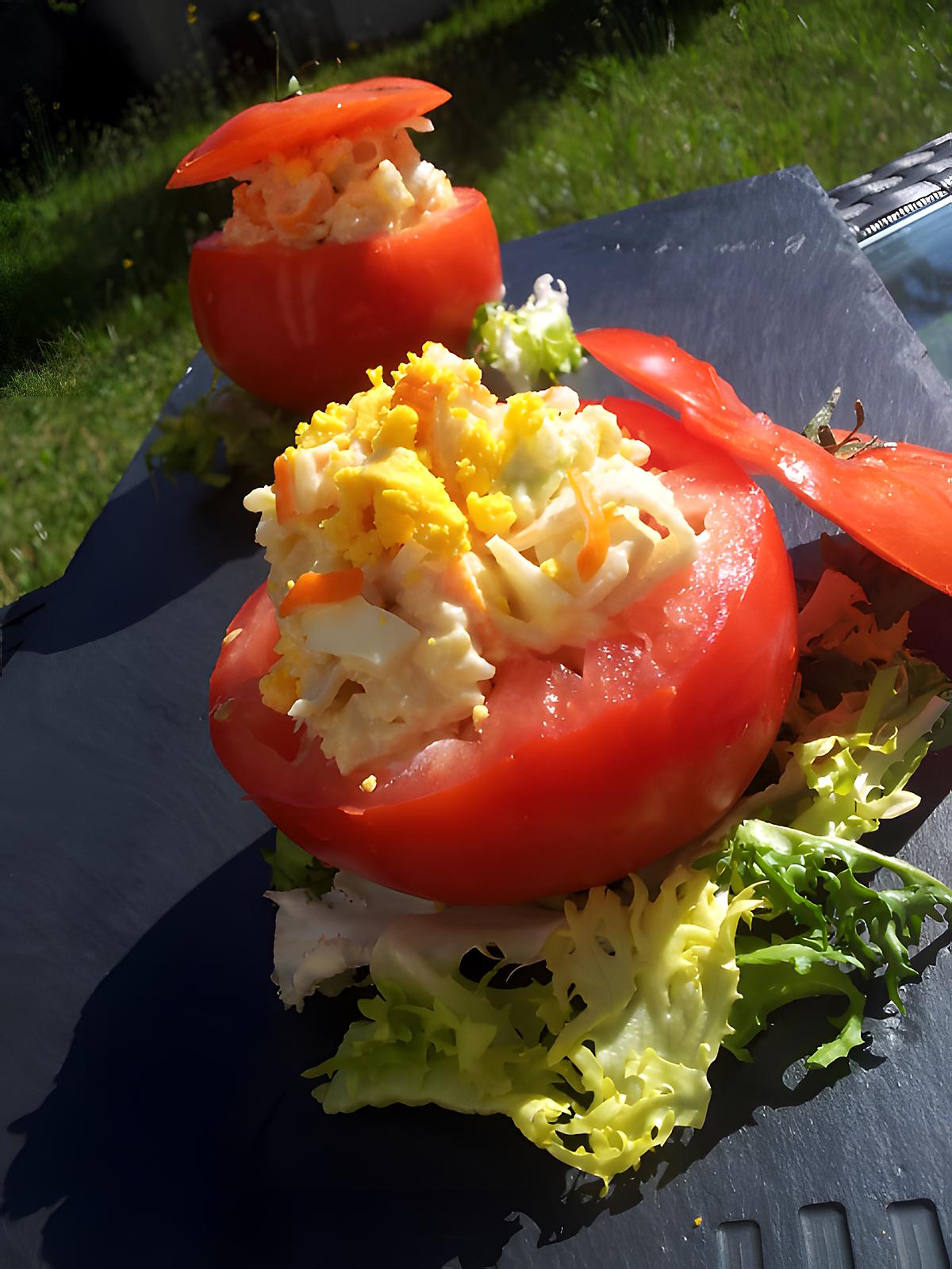 recette Tomates farçies de salade de riz au surimi