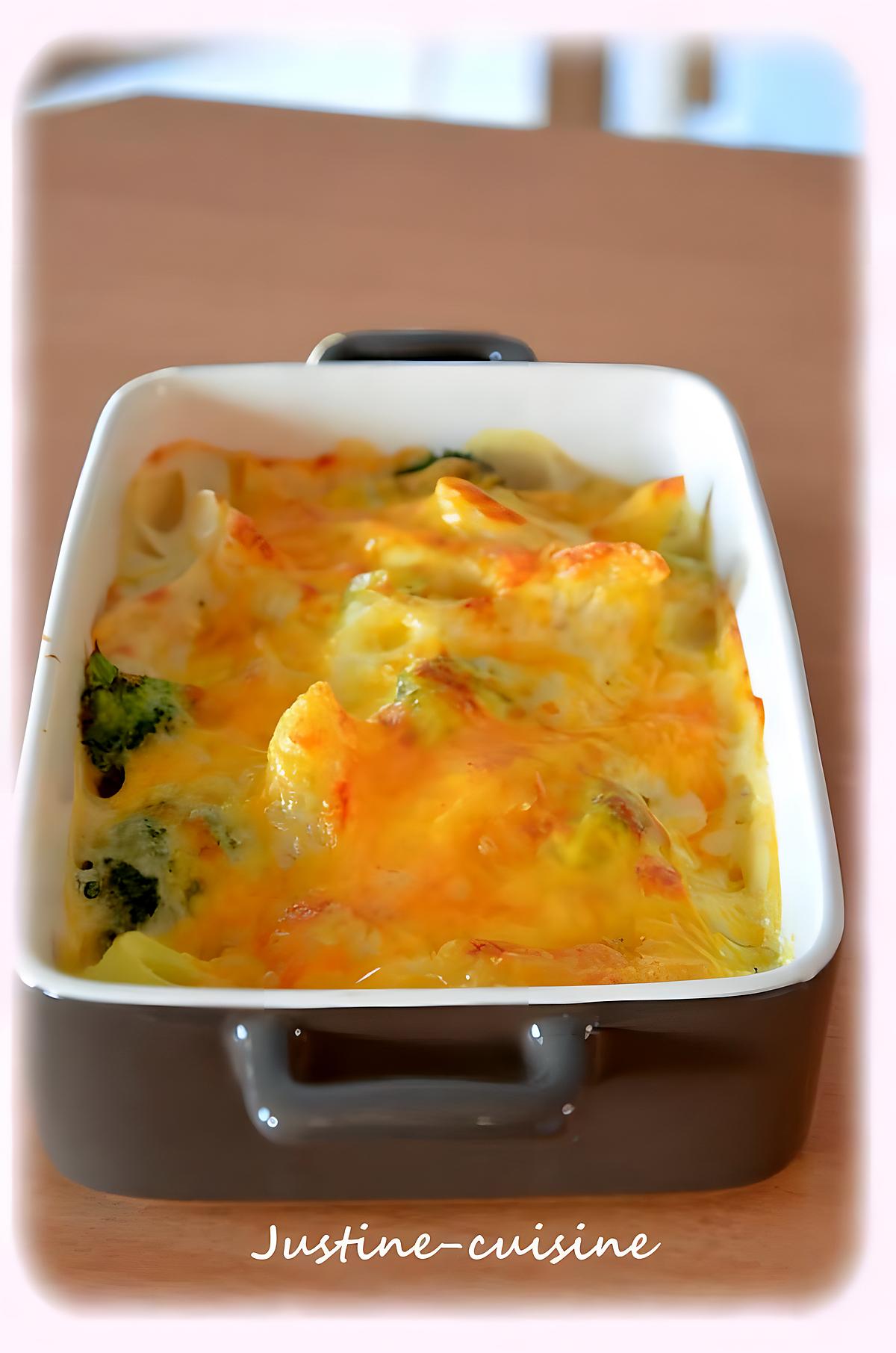 recette Gratin de pâtes au brocoli et cheddar