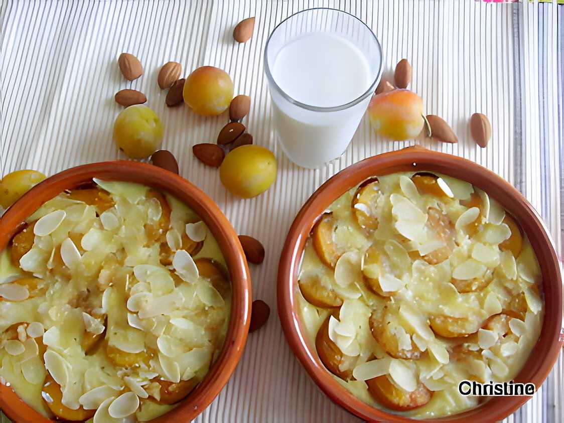 Lait d'amandes et flans aux mirabelles