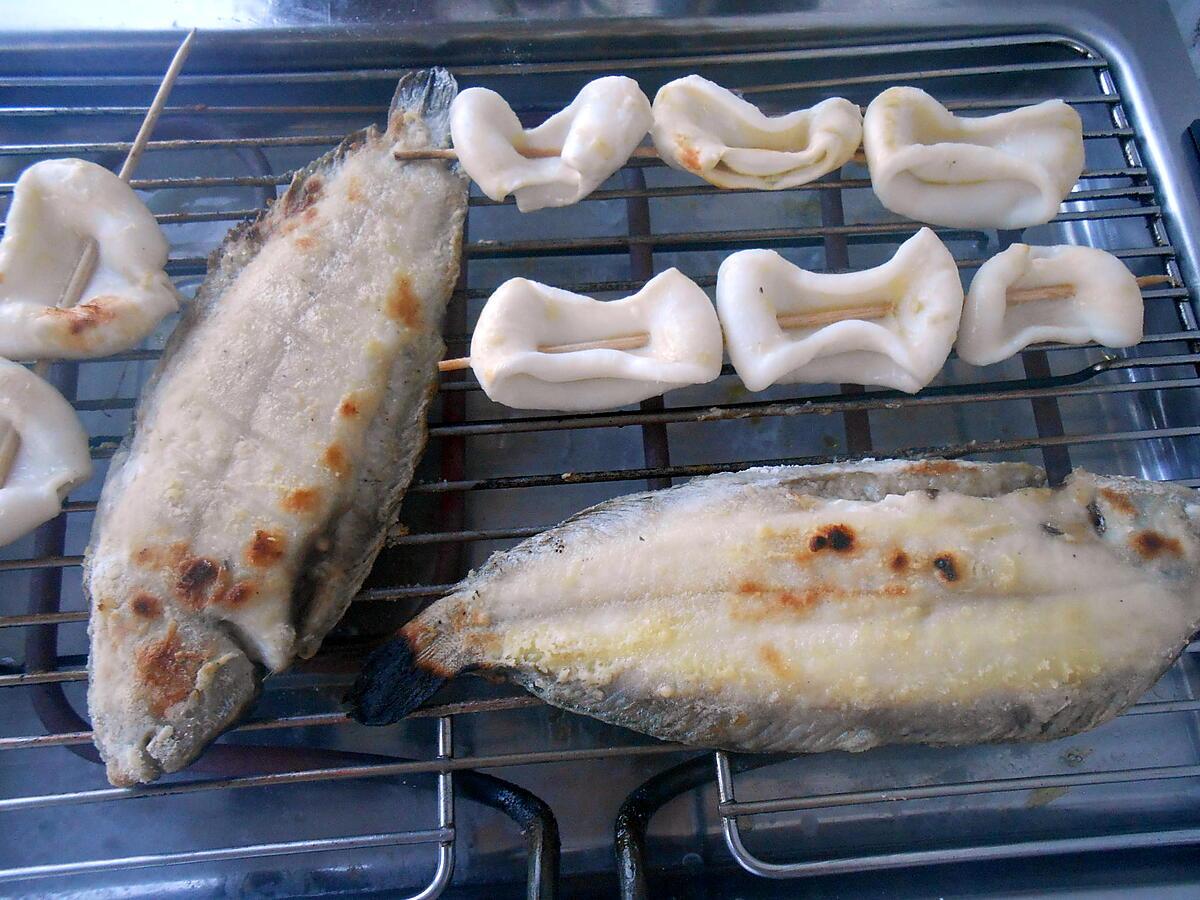 recette SOLES ET CALAMARS GRILLES