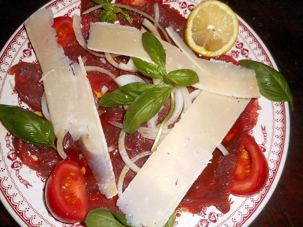 recette Carpaccio de boeuf aux oignons doux