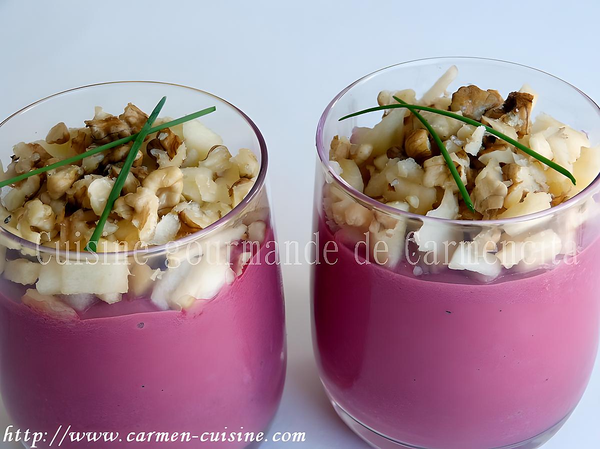 recette Verrine de betterave, pomme et noix