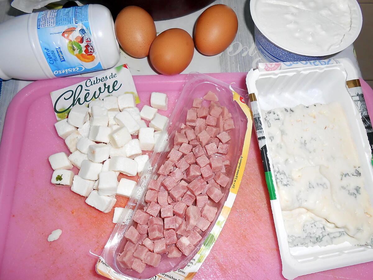 recette QUICHE RICOTTA MASCARPONE GORGONZOLA CHEVRE (sur une idée de KATE)