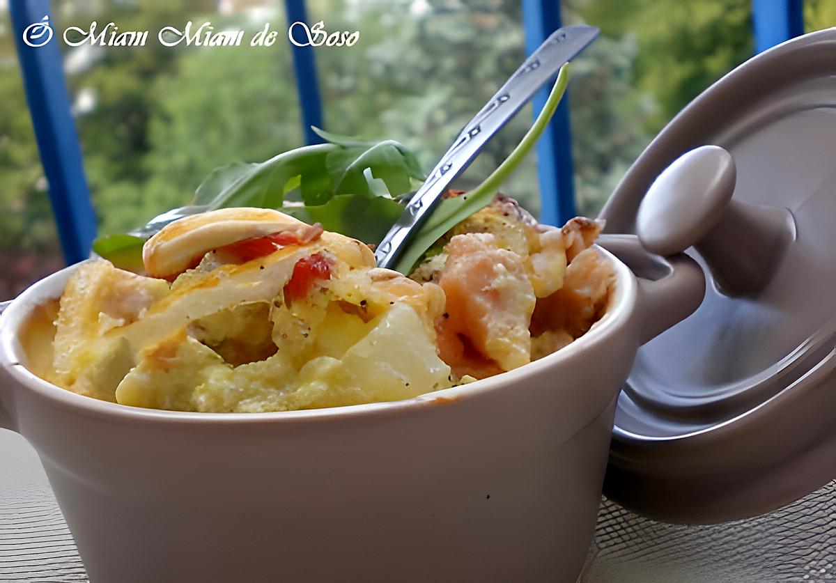 recette GRATINé DE SAUMON FUME EN MINI-COCOTTE