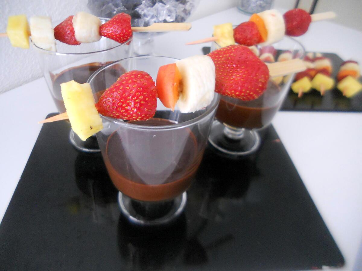 recette Brochettes de fruits & fondue au chocolat