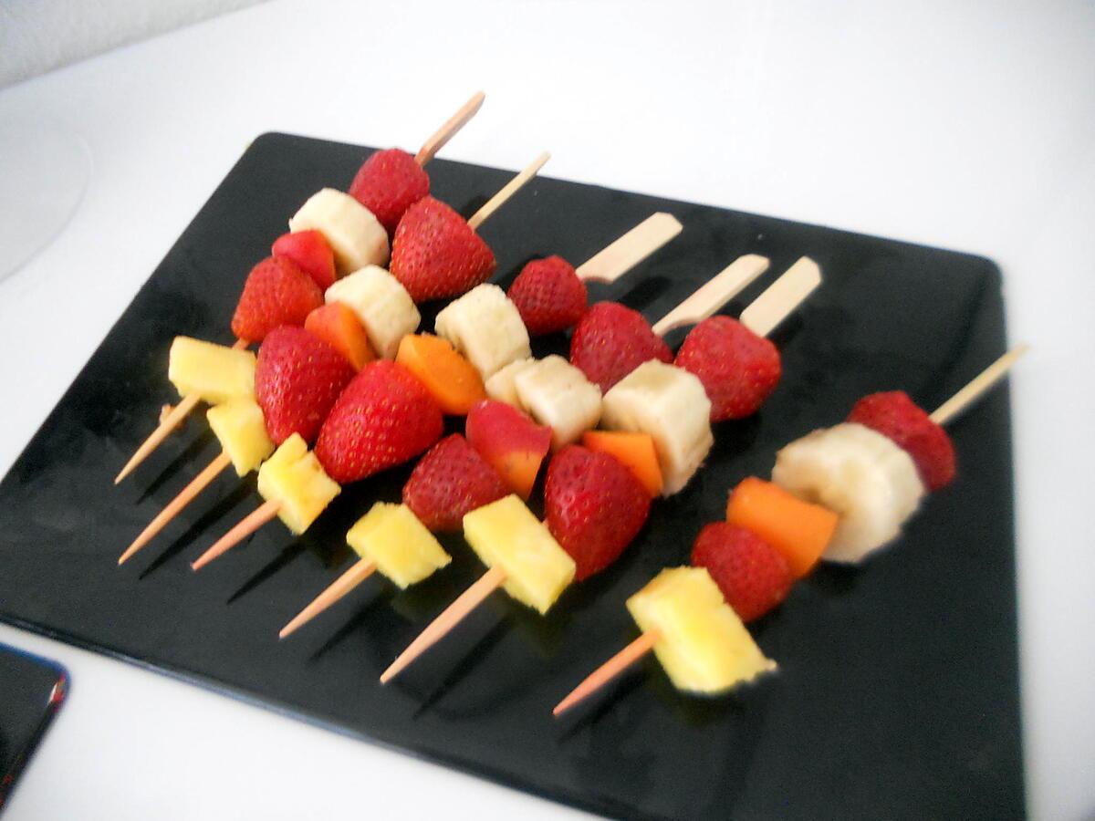 recette Brochettes de fruits & fondue au chocolat