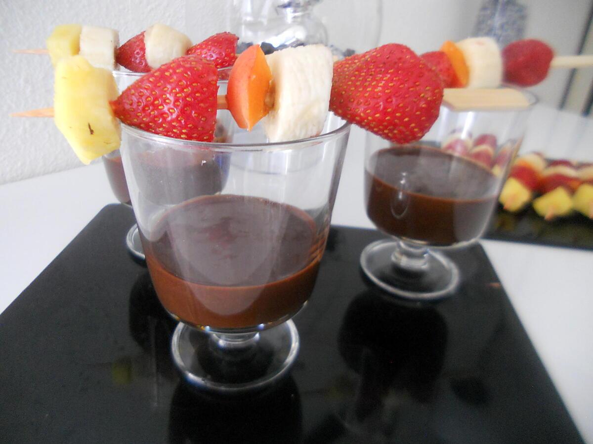 recette Brochettes de fruits & fondue au chocolat