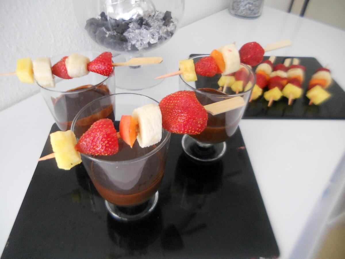 recette Brochettes de fruits & fondue au chocolat