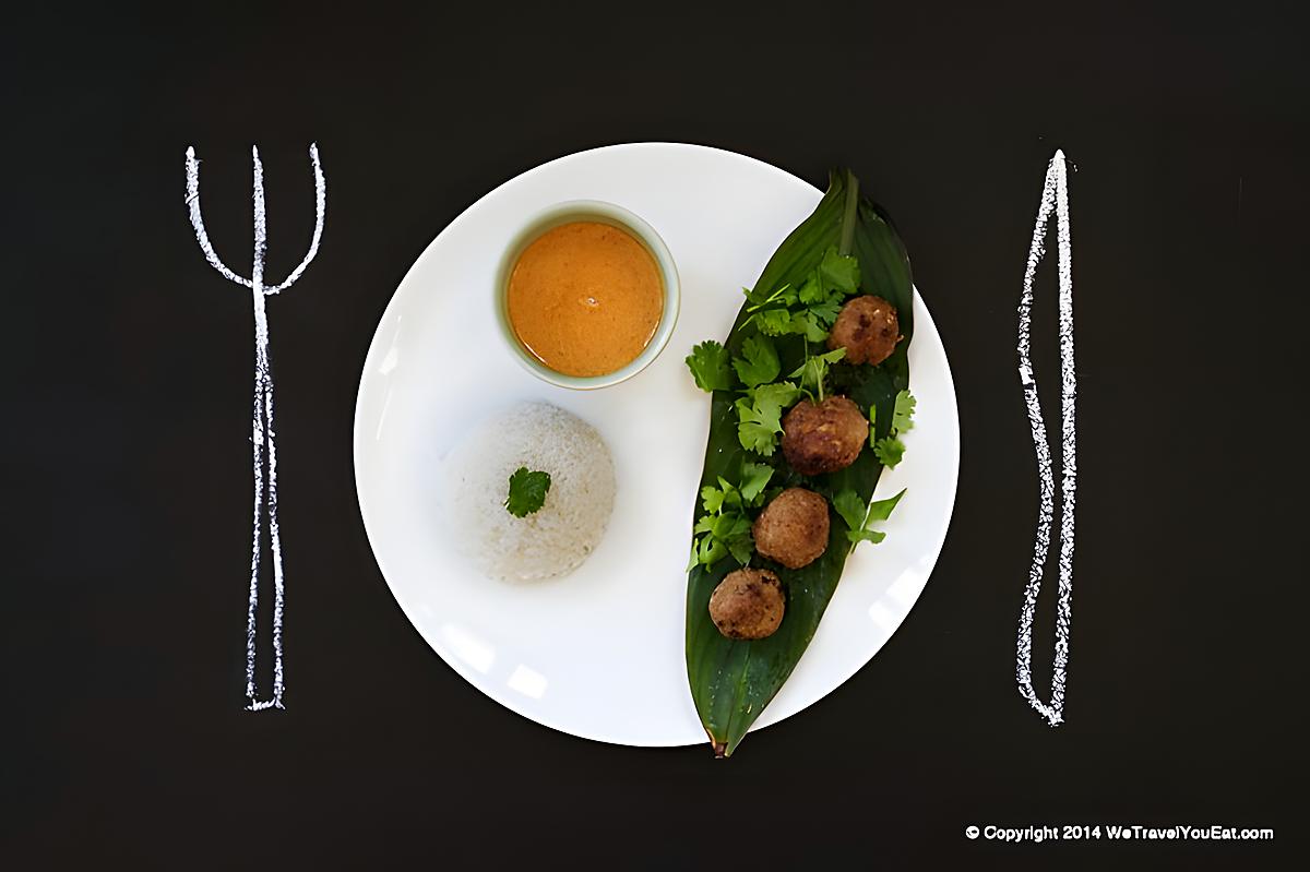 recette Boulettes thaï accompagnées d'une sauce cacahuètes