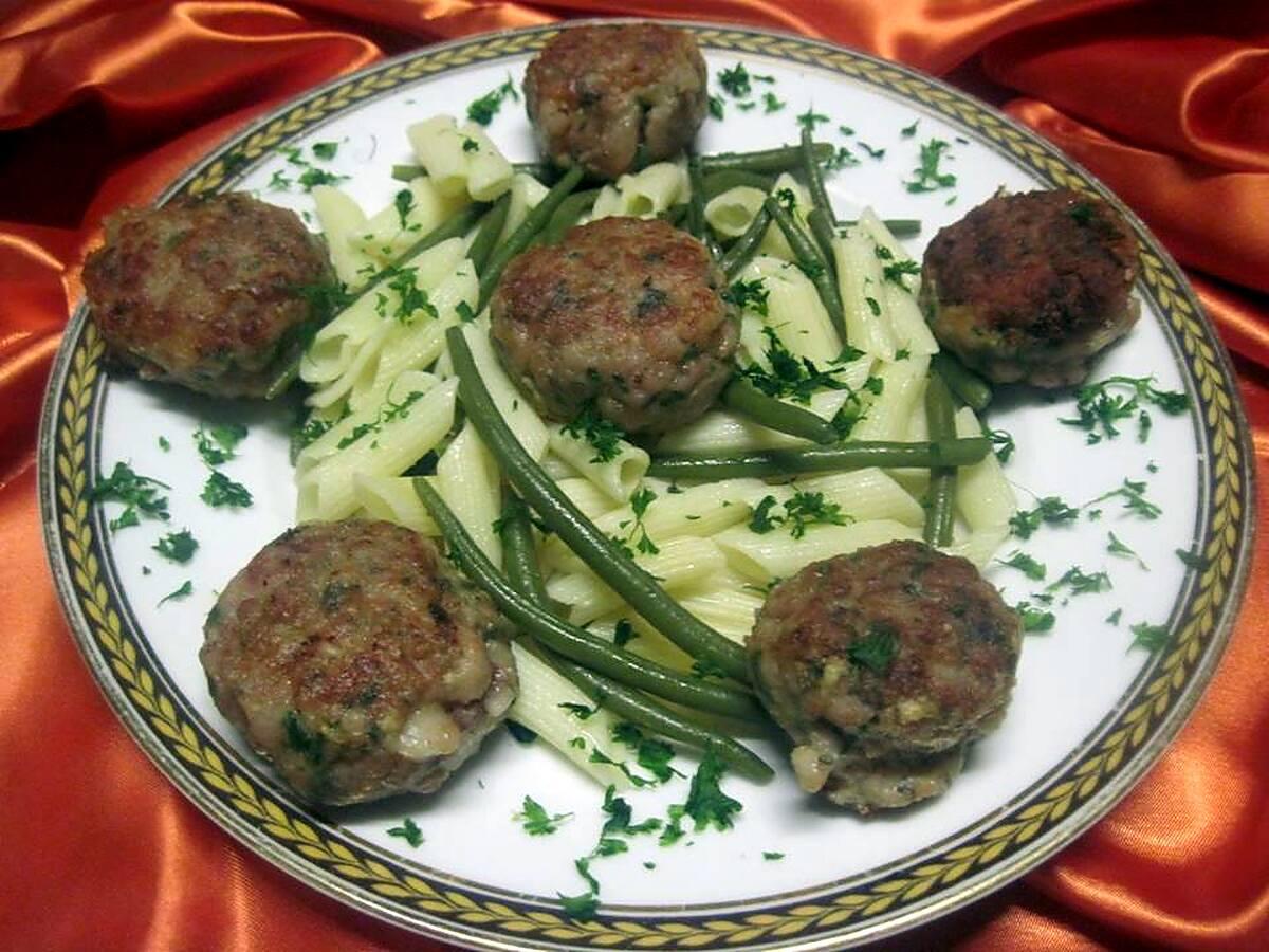 recette Pâte penne.haricots.aux boulettes kefta.