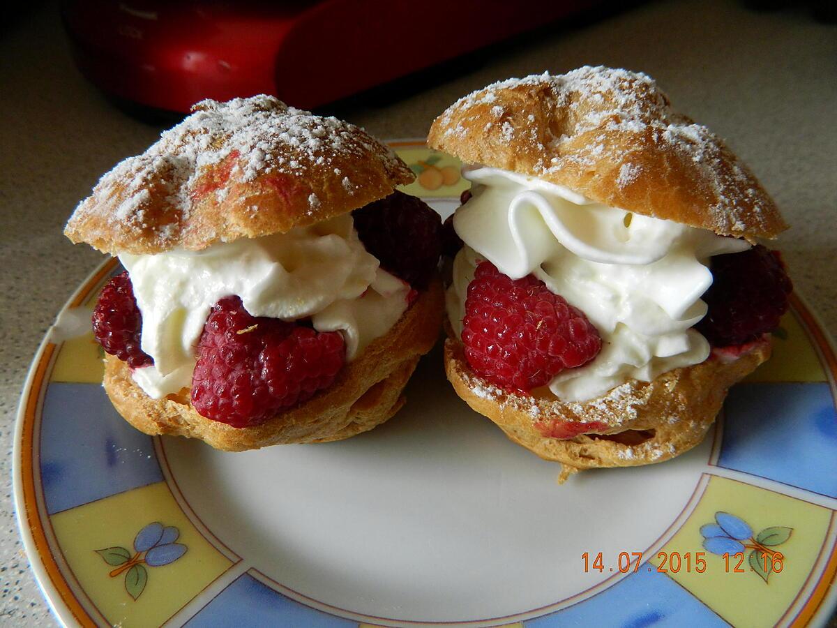 recette Choux chantilly framboises