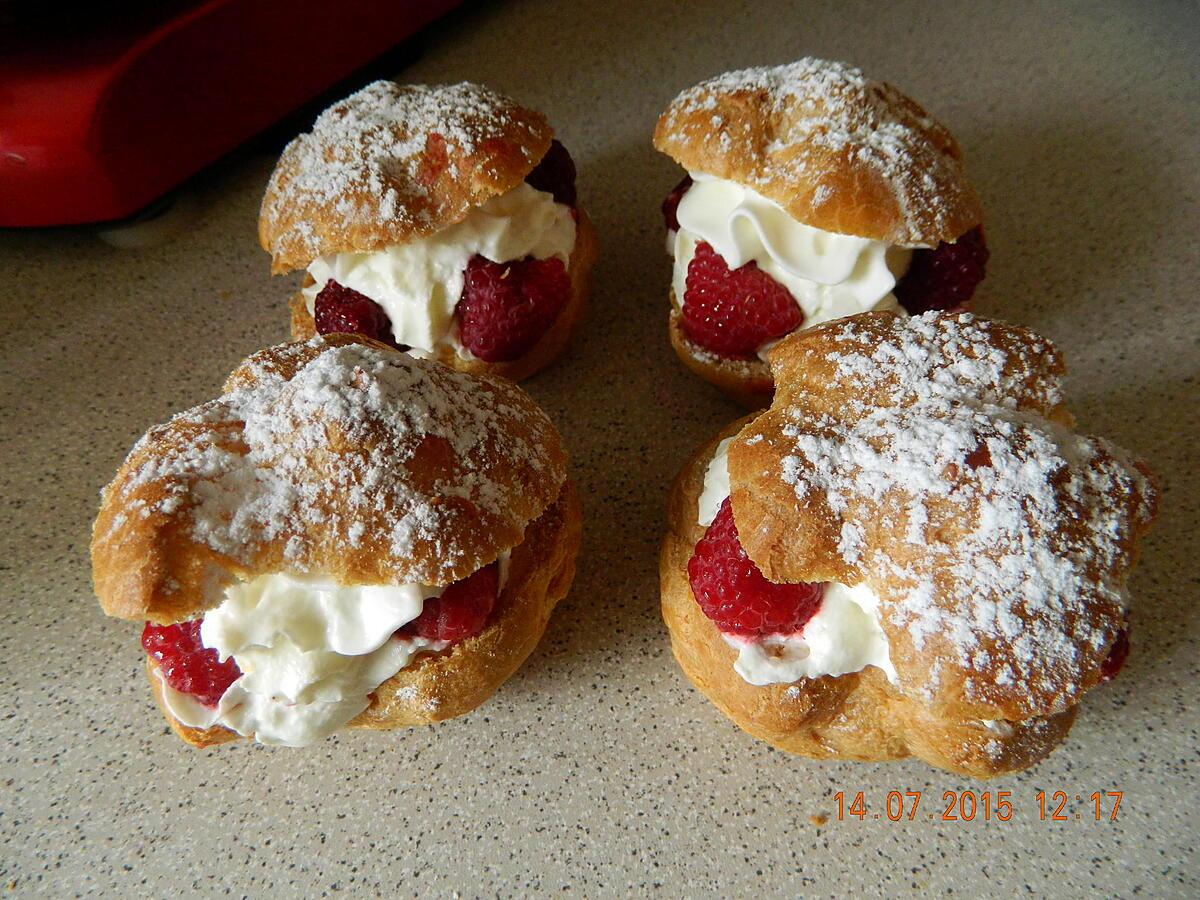 recette Choux chantilly framboises