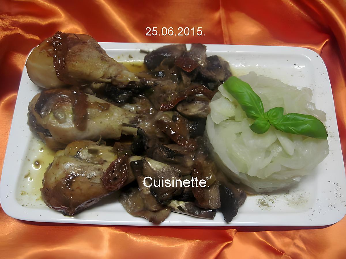 recette Pillons de poulet aux champignons.