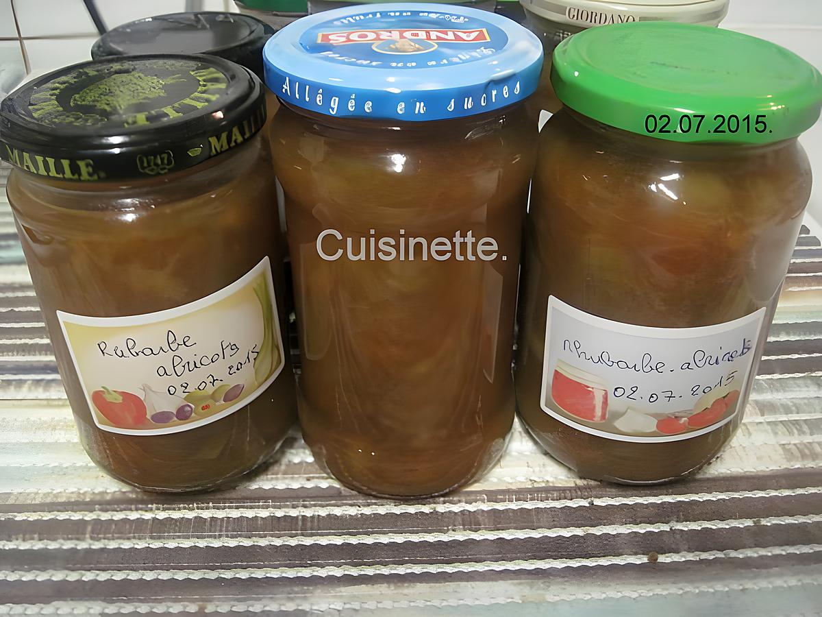 recette Confiture de rhubarbe.abricots en machine à pain.