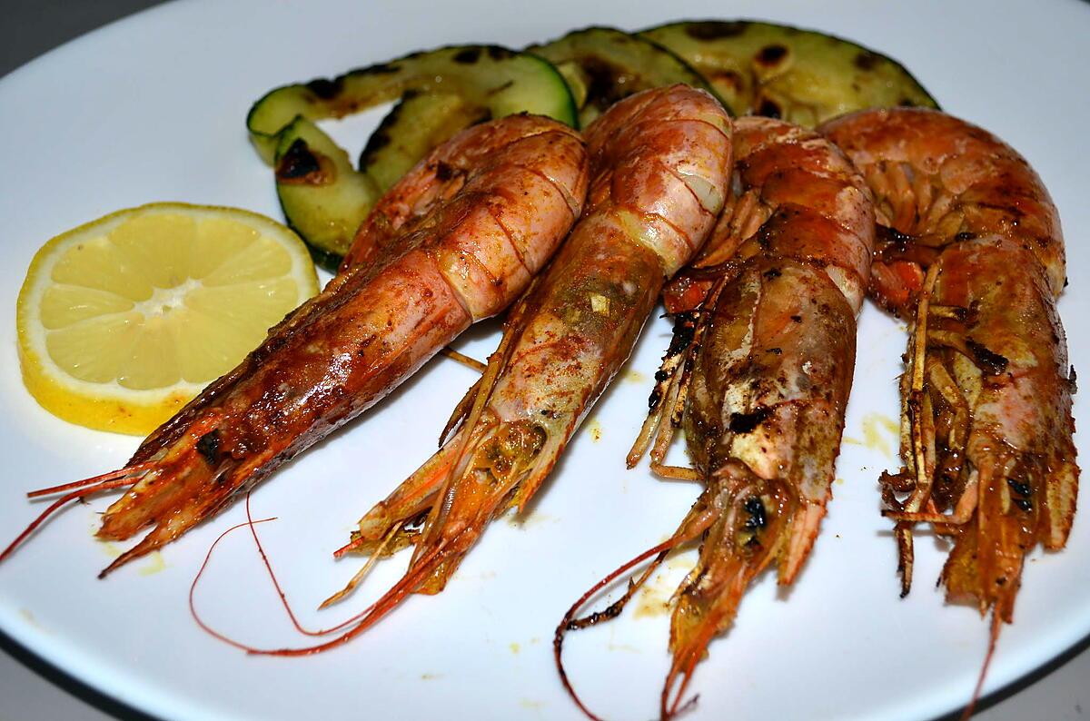 recette GAMBAS MARINEES SUR PLANCHA