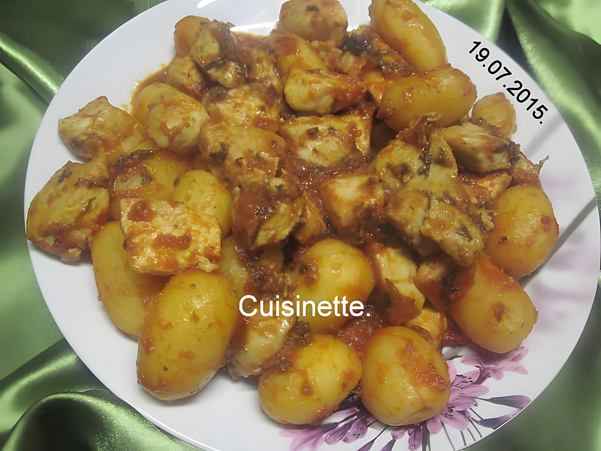 recette Sauté de dinde aux p de terre en sauce.