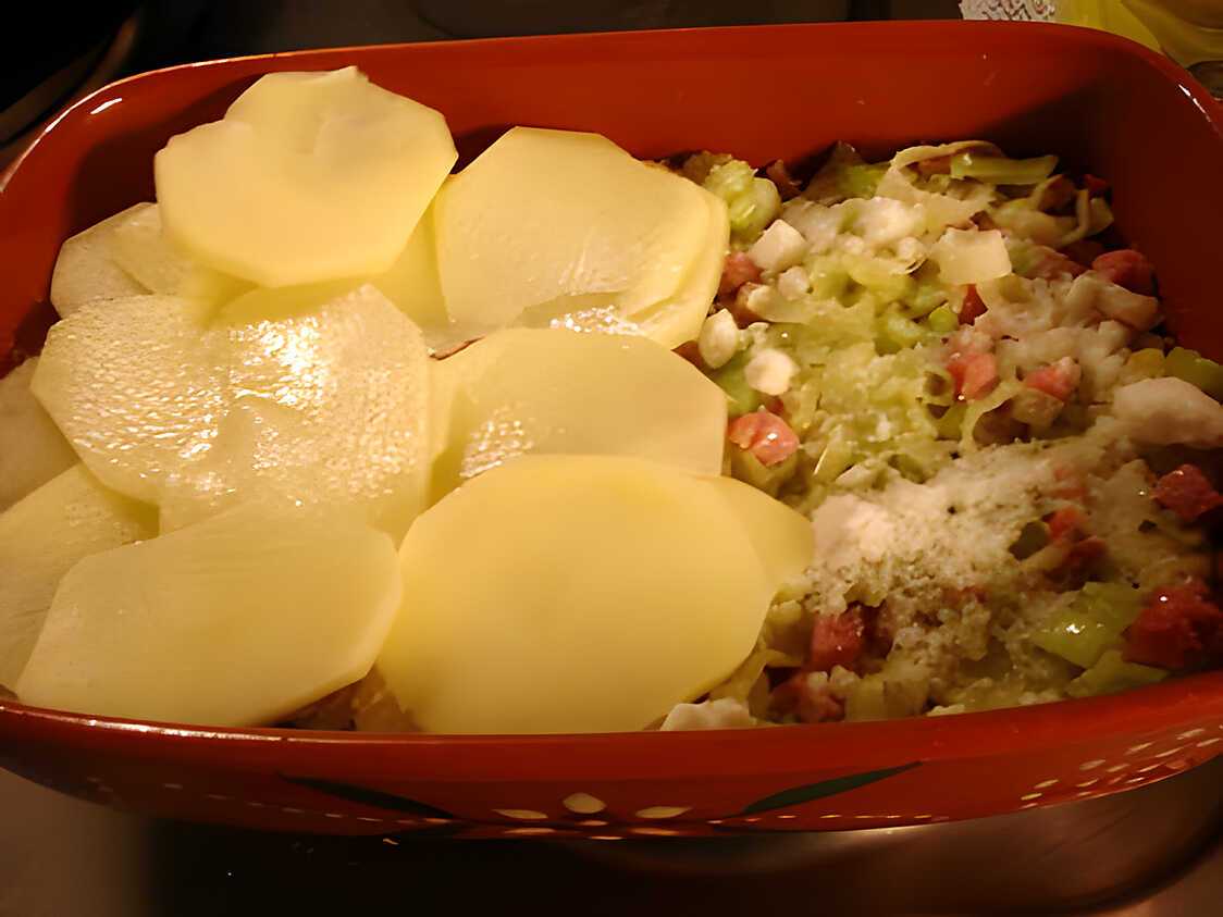 Gratin de pommes de terre et poireaux