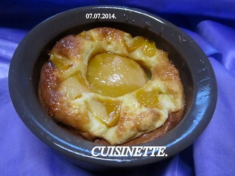 recette Petits clafoutis aux pêches de sirop.