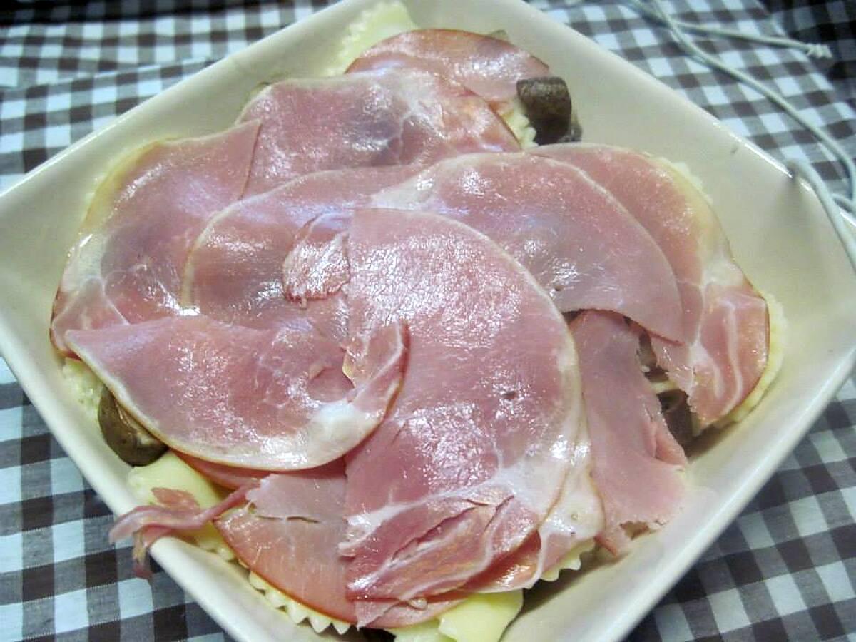 recette Pâtes Pagliaccetti. au bacon. champignons.parmesan.