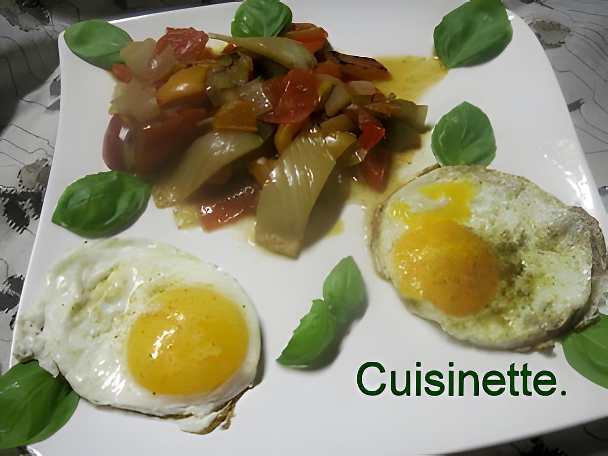 recette Oeufs au fenouil et quatuor de poivrons.