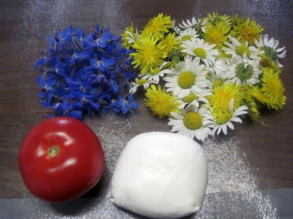 recette Salade de fleurs à la mozzarella.