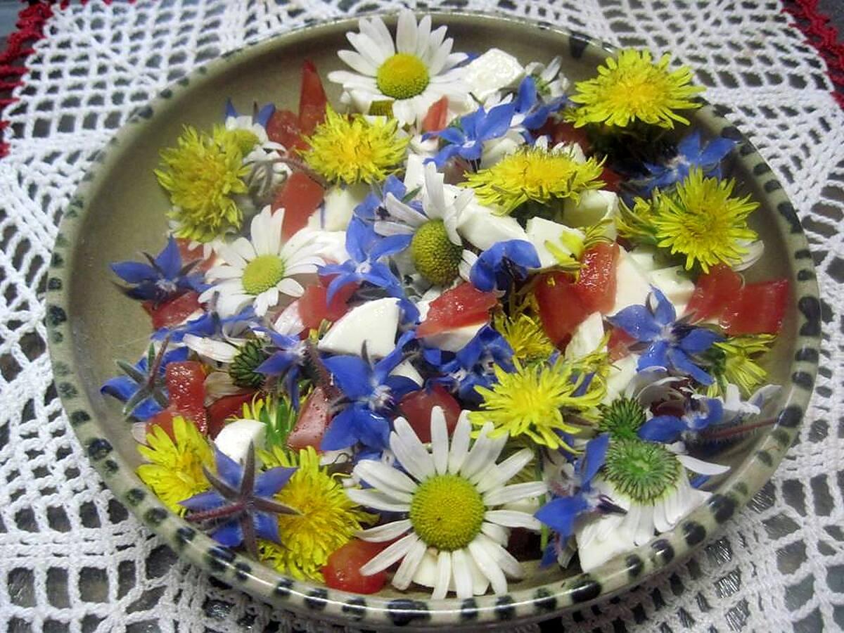 recette Salade de fleurs à la mozzarella.