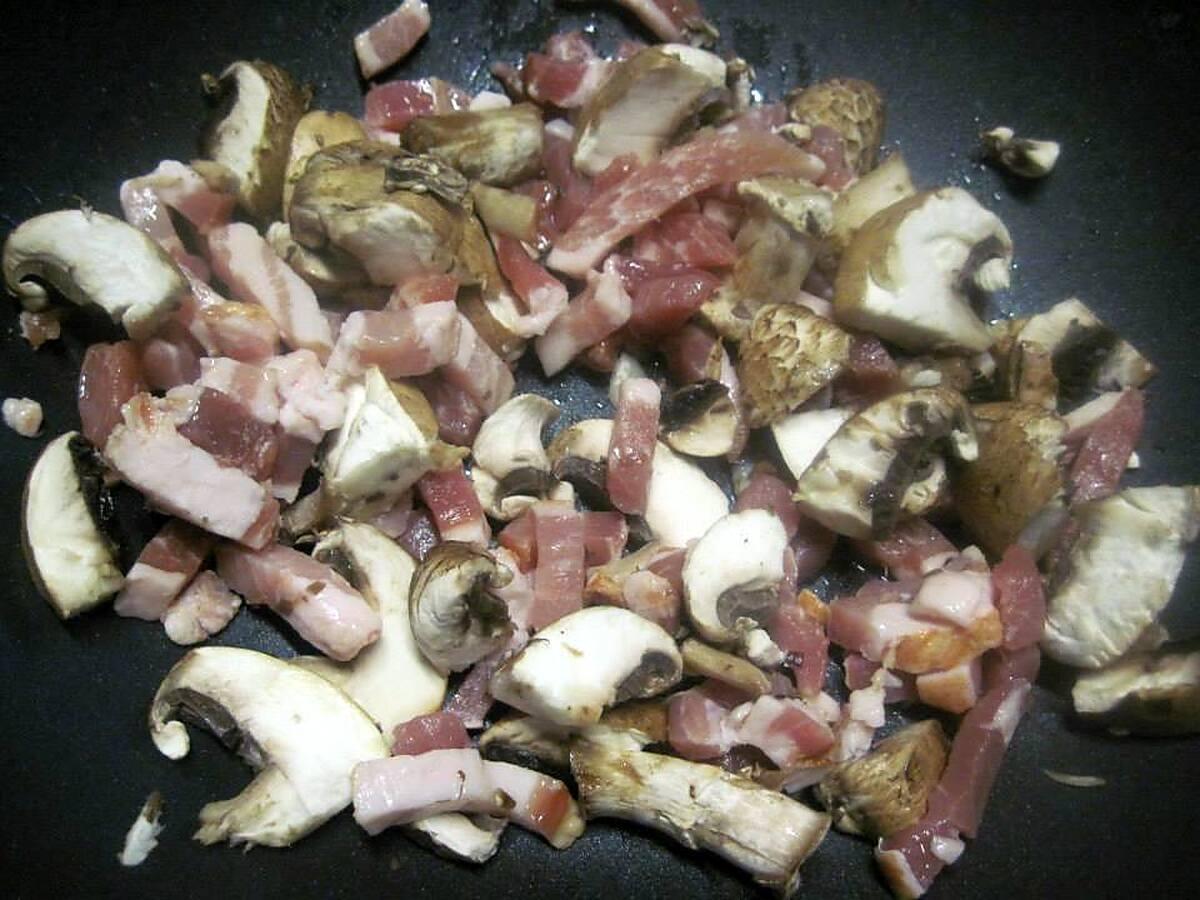 recette Pâtes tagliatelle carbonara.lardons. champignons.