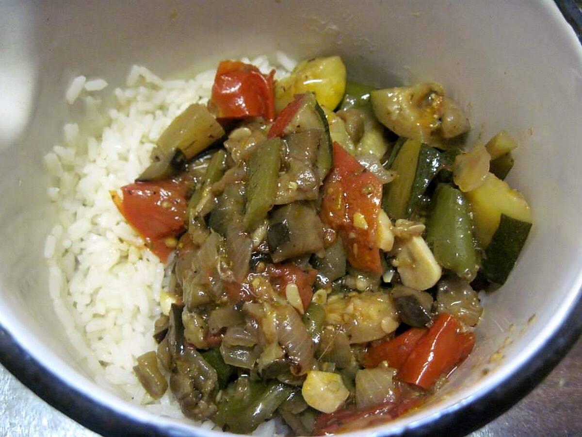 recette Jambon garni au riz ratatouille.